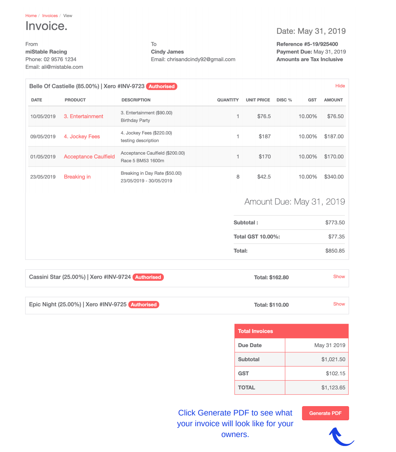 creating invoices on google